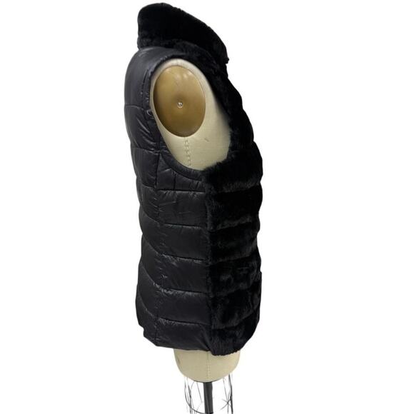 NWT Calvin Klein Womens Mixed Media Faux Fur Puffer Vest L - Picture 5 of 9